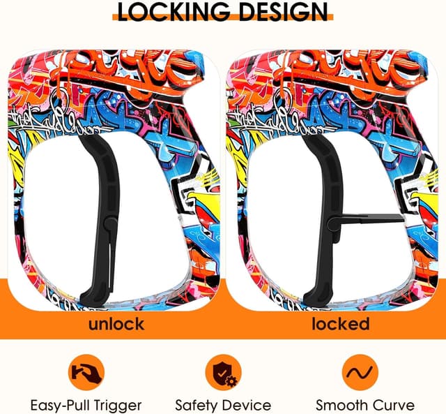 Detalle 2 de Fuutilake Short High Pressure Washer Gun with 5 Nozzles & 2 Hose Connectors (4000PSI) for Karcher K-series