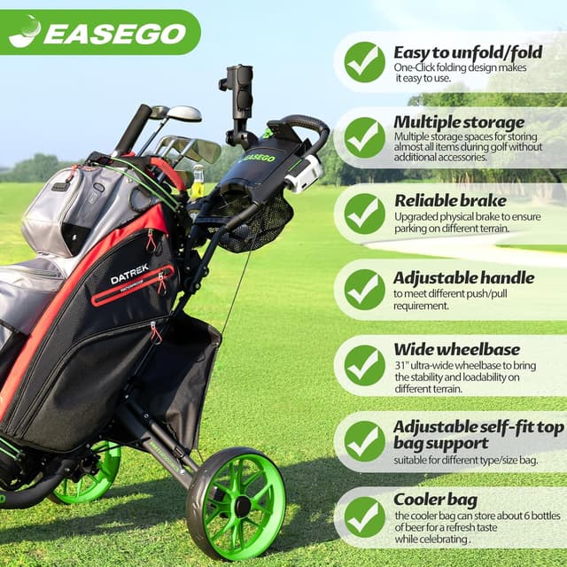 Thumbnail 3 de EASEGO Golf Push Cart 3-Wheel foldable golf caddy ⛳
