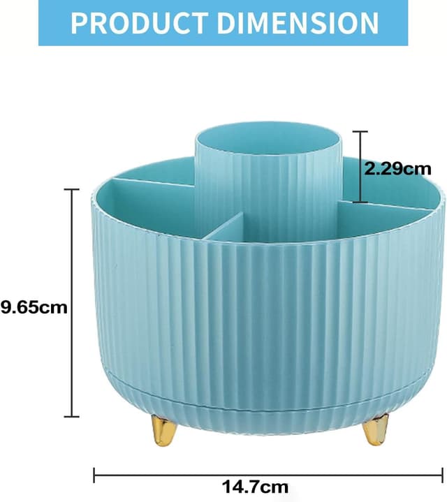 Thumbnail 6 de Marbrasse Desk Organiser 360° Rotating Pen Holder with 5 Compartments (Blue)
