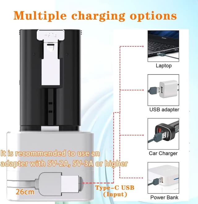 Detalle 2 de 3-Slot Ring battery charging dock with LED display (USB Type-C cable included)