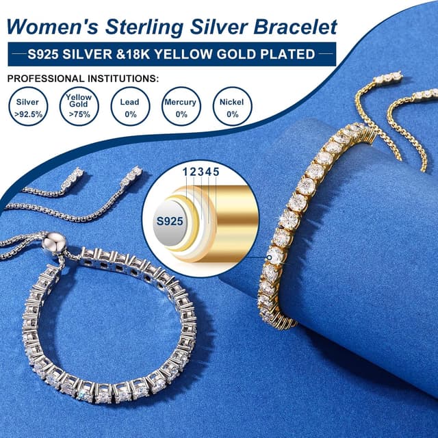 Thumbnail 2 de Moissanite Tennis Bracelet 1.79ct Adjustable Bracelet for Women