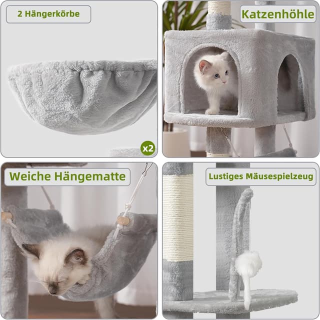 Thumbnail 4 de Gitelsnour Großer Katzenkratzbaum 200 cm Hellgrau