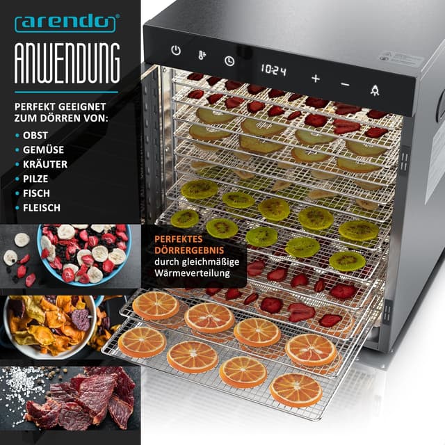 Detalle 2 de Arendo Dörrautomat mit 12 Ebenen 800 W