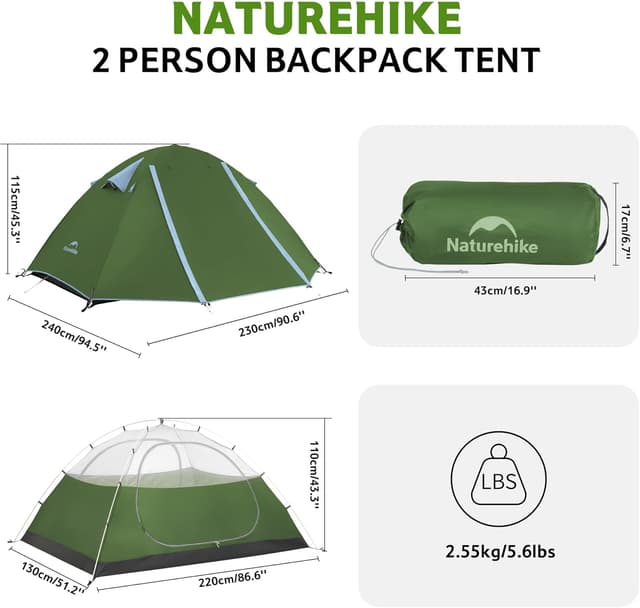 Thumbnail 6 de Naturehike Bleik tenda a cupola ultraleggera per 2-3 persone (2 tende) per trekking, campeggio e ciclismo
