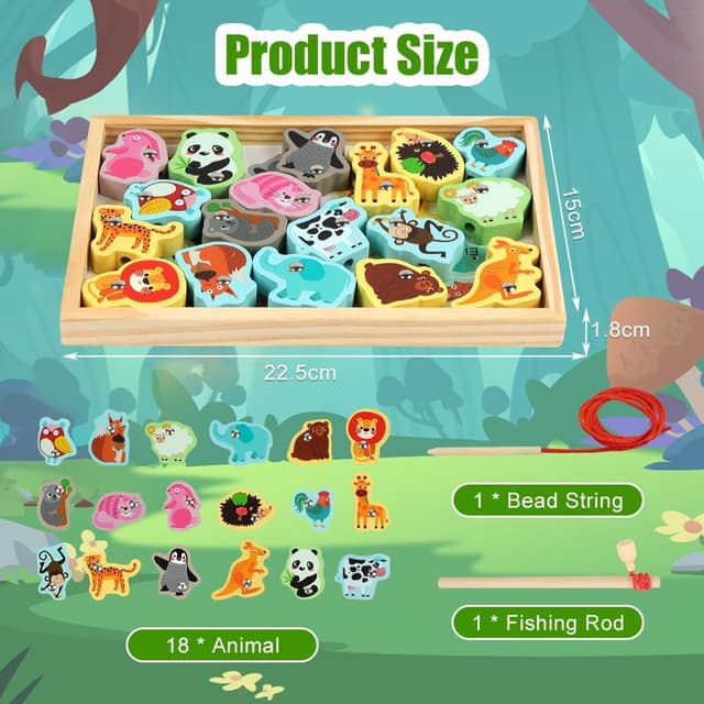 Detalle de Vicloon magnetico gioco di pesca in legno per bambini (animali), giochi Montessori 3-5 anni