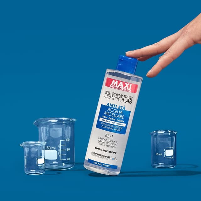 Detalle 2 de Dermolab Acqua Micellare Struccante Viso Antiage 6 in 1 con Acido Ialuronico e Olio di Argan, 400 ml