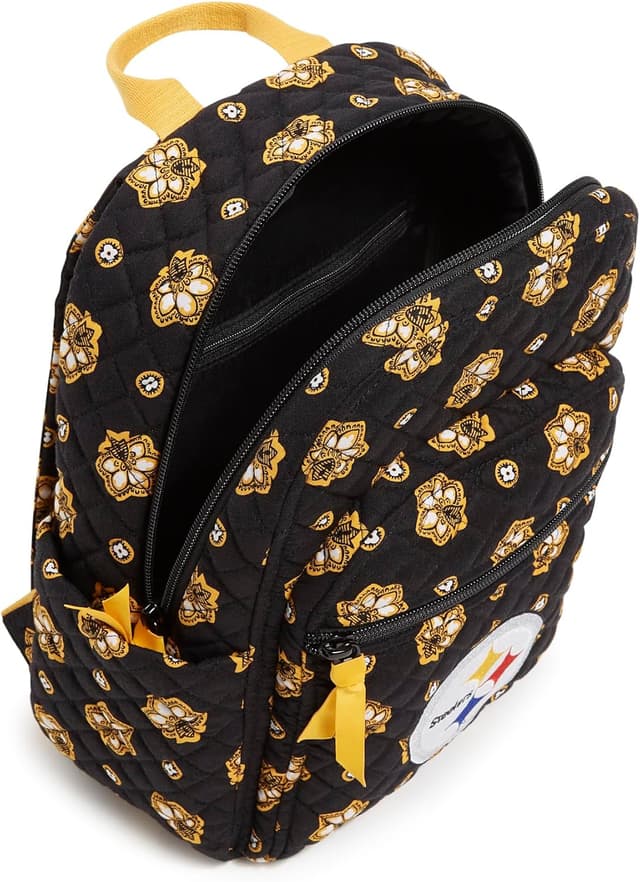 Detalle de Vera Bradley Women’s Cotton NFL Small Backpack (Multiple Teams Available) — Pittsburgh Steelers Steelersonblack/Yellow Bandana