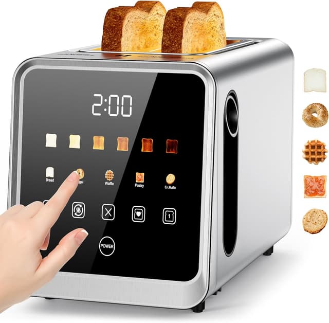 Detalle de Toaster 2 Slice with Touchscreen, 1.5-Inch Wide Slots & Memory Recall (900W Stainless Steel Smart Digital Toasters)