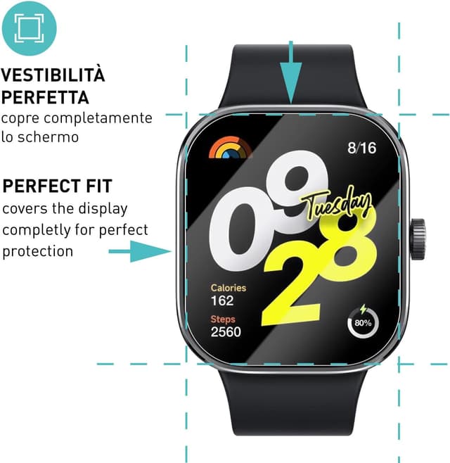 Detalle de smartect Vetro Temperato per Xiaomi Redmi Watch 4 (3 pezzi, Clear) – protezione display anti graffio