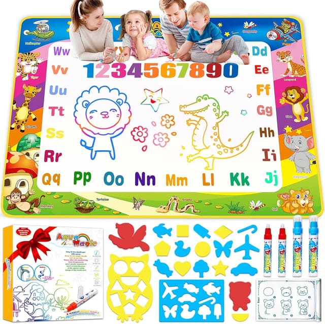 Detalle de Toddler Toys Water Doodle Mat (40 x 30 Inch) with Aqua Magic Pens for Ages 3–5
