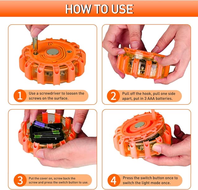 Detalle de Kitgo 6 Pack LED Road Flares Emergency Light Kit 🚨