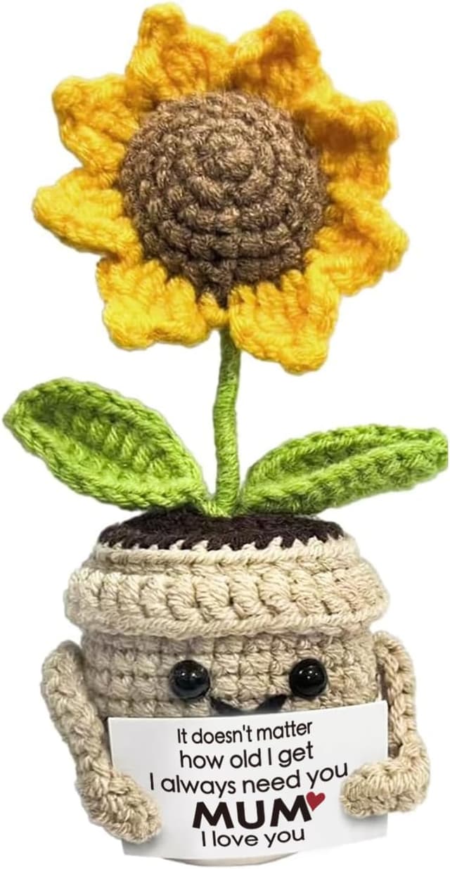 Detalle de Handmade crochet sunflower gift for mum 4.75 in