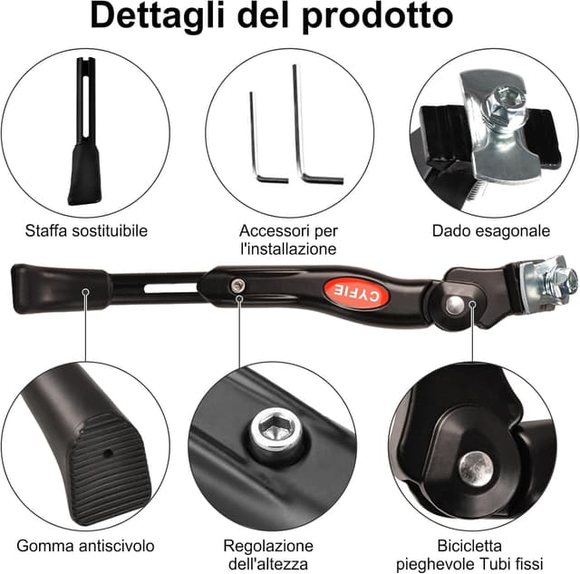 Detalle 2 de CYFIE Cavalletto Bici Bambino laterale regolabile in alluminio (altezza regolabile)