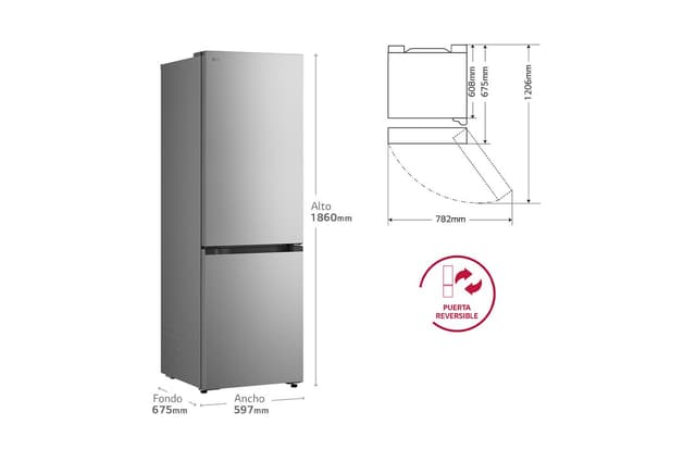 Detalle 2 de LG GBBS716CPY Frigorífico Combi 333 l, 1,86 m inox