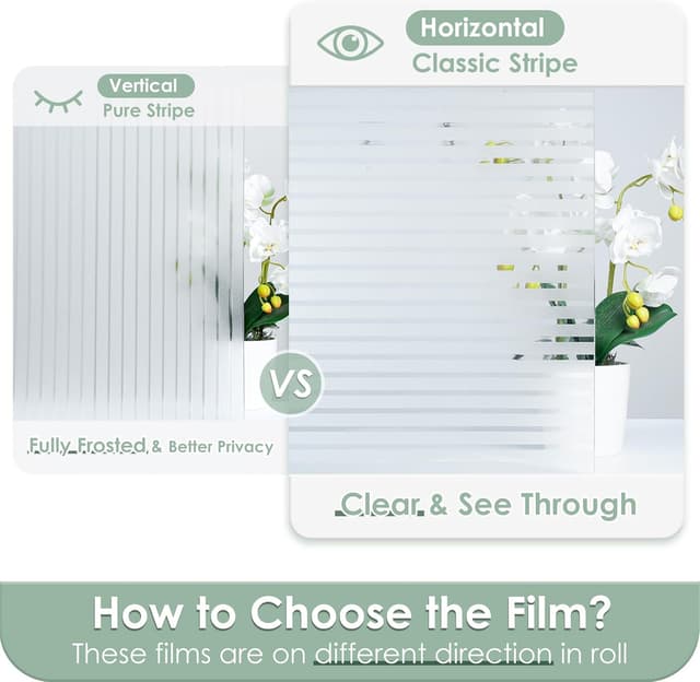 Detalle de Rabbitgoo Window Film Frosted Stripe Pattern Privacy Film 90x200 cm