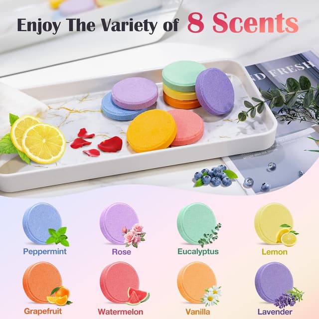 Detalle de Qivatex aromatherapy shower steamers gift set (8 scents) for women