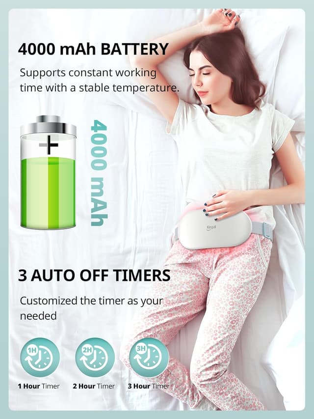 Detalle de Slimpal Plus-Sized Electric Cordless Heating Pad (Light Pink) — extra-large heat support