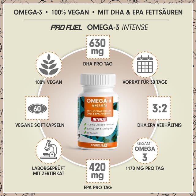 Thumbnail 1 de Omega-3 FORTE 60 Kapseln mit 2000 mg Algenöl ⚡
