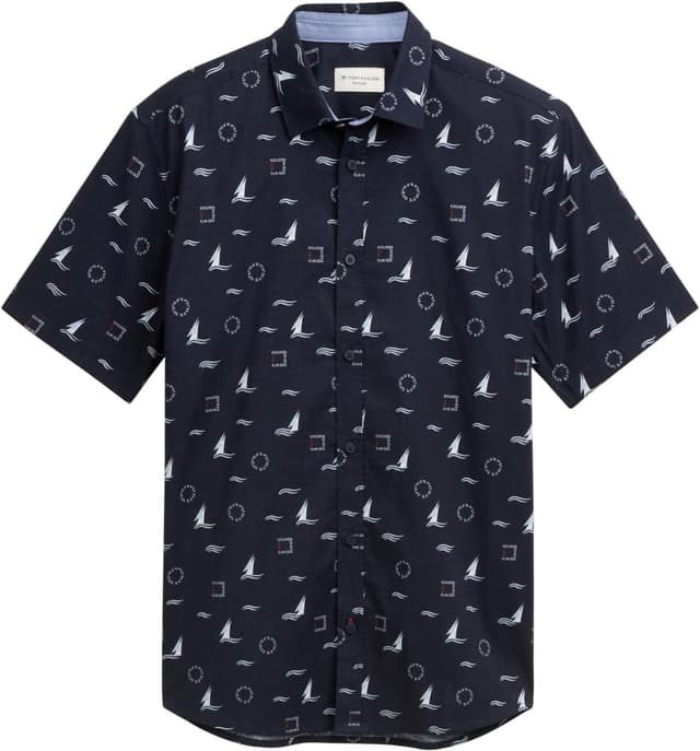 Detalle de TOM TAILOR 1046099 camicia uomo a maniche corte (confezione da 1)