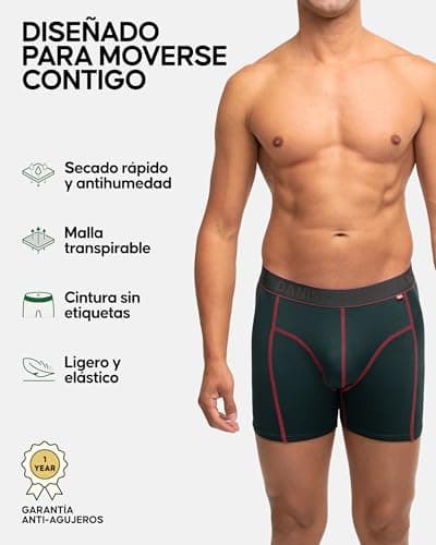 Detalle 2 de DANISH ENDURANCE calzoncillos bóxer deportivos hombre (pack de 6) ajustados y transpirables