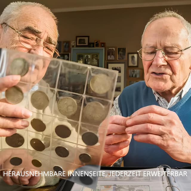 Thumbnail 6 de Münzsammelbuchhalter für Sammler mit feuerfestem Münzsammelalbum (300 Taschen) & 36 Hülsen – für Münzen, Geldscheine und Zubehör