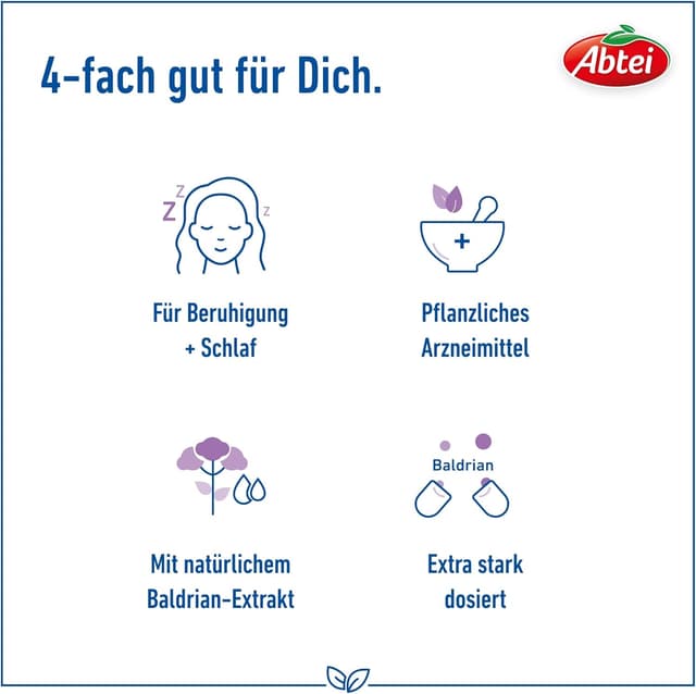 Detalle de Abtei Baldrian Forte Baldriantabletten zur Beruhigung bei Schlaf- und Einschlafstörungen (30 Dragees)