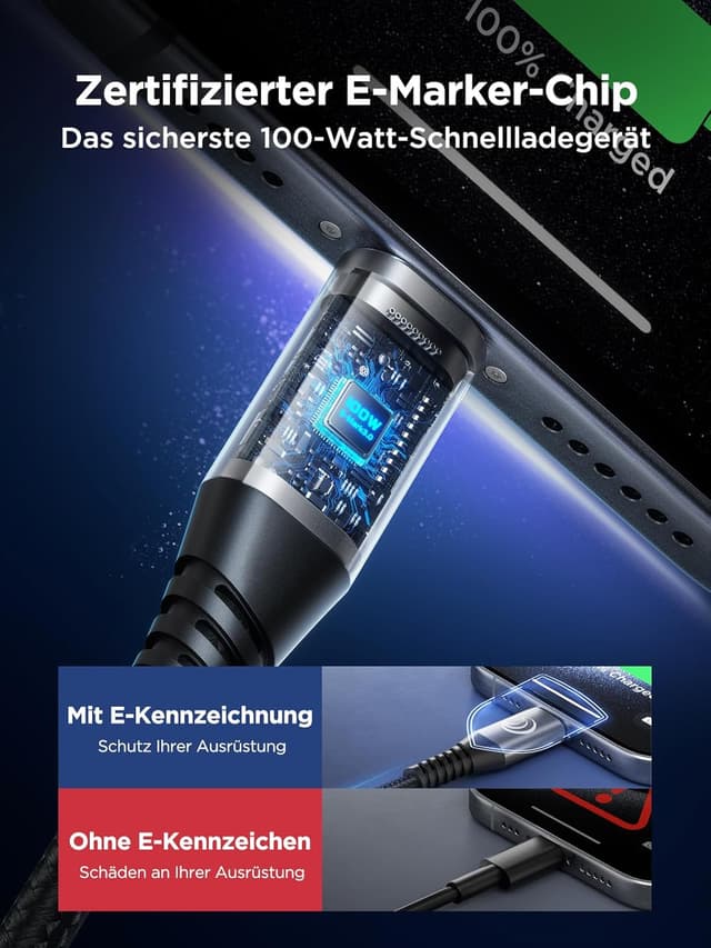 Detalle 1 de USB C Kabel 100W 🔌