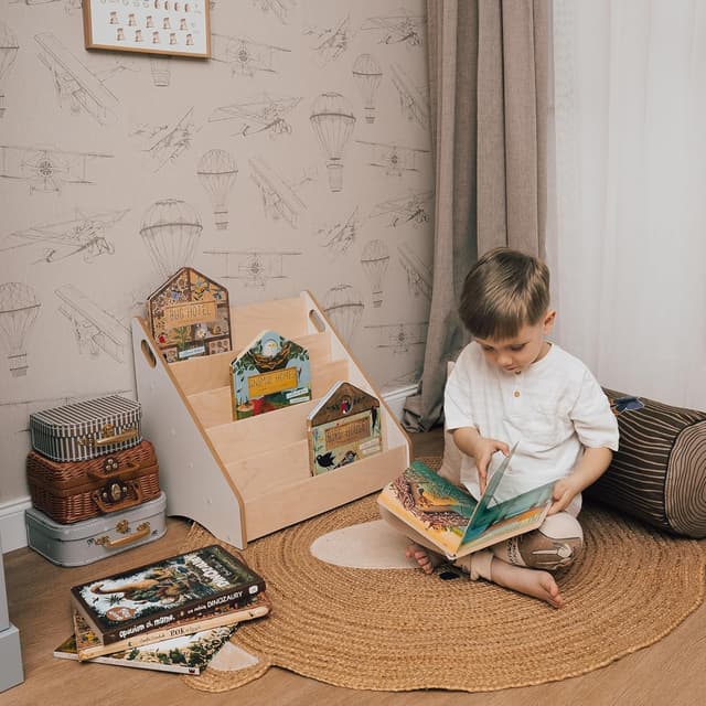 Detalle de MAMOI Libreria per bambini autoportante con organizer per libri e quaderni (cameretta)