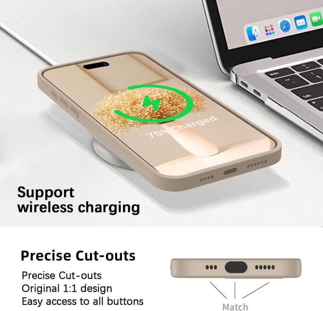 Detalle de KPPIT silicone case for iPhone 16 Plus – khaki shockproof strap case with full camera coverage