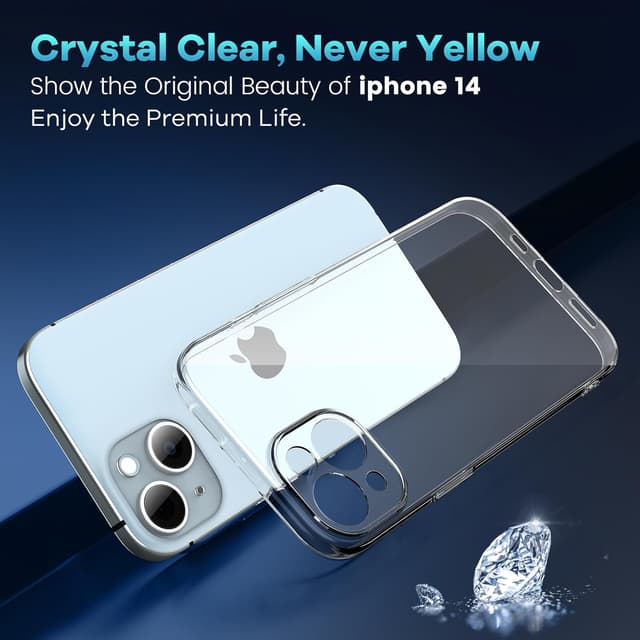 Detalle de Caslord Ultra Thin TPU Clear Case for iPhone 14 (Transparent, Shockproof)