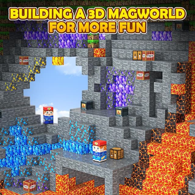 Detalle de Toyvimo Magnetic Blocks 100-Piece Magnetic Building Set (Forest & Mine Theme)