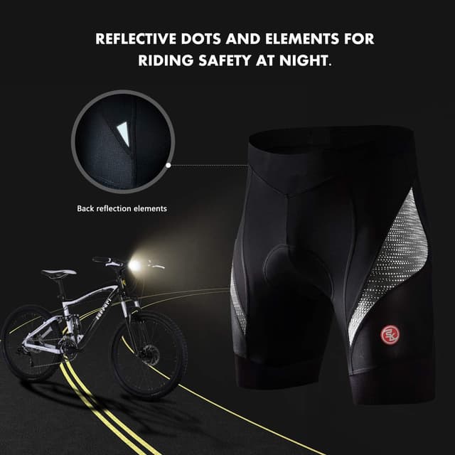 Detalle 2 de Souke Sports men’s 4D padded cycling shorts with moisture-wicking fabric and reflective safety details