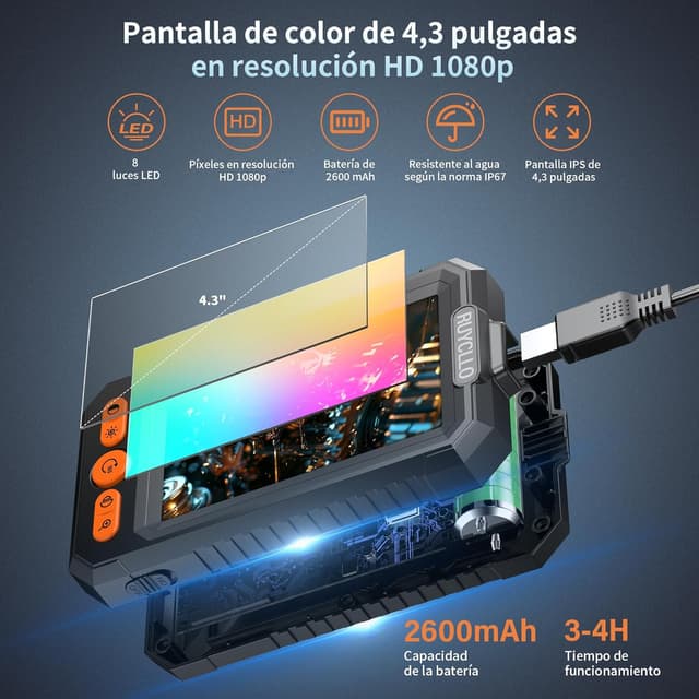 Thumbnail 1 de Ruycllo Endoscopio 1080P 4.3" IPS