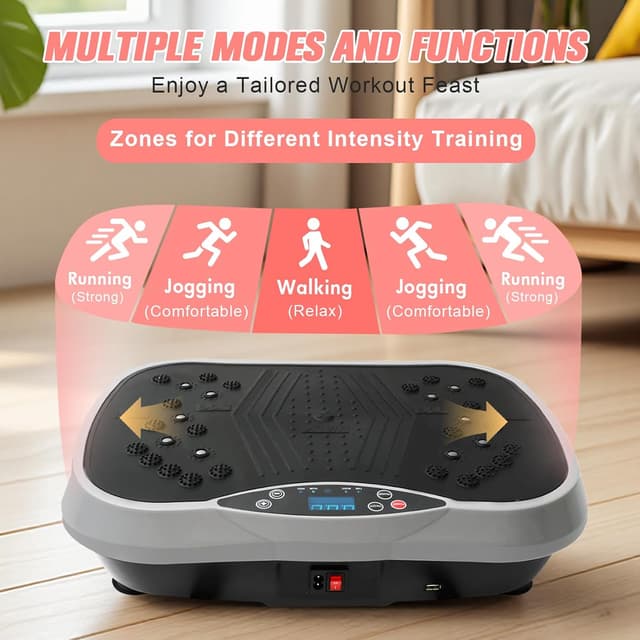 Detalle 2 de 2026 Upgraded Vibration Plate Exercise Machine with 10 Preset Modes and 200 Speed Levels (400lbs capacity) for home fitness