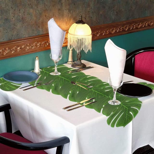 Detalle 2 de UMIKU 60-Piece Tropical Party Decorations Set with Palm Leaves & Hibiscus Flowers