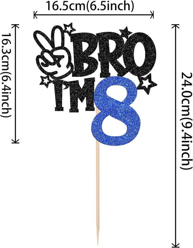 Detalle 2 de Glitzer Tortendeko BRO I'm 8, 1 Stück