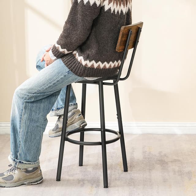 Detalle 2 de HOOBRO set di 2 sgabelli da bar con schienale e poggiapiedi EBF31BY01