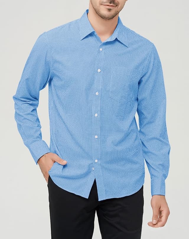 Detalle 2 de Misfuso Herren Langarm-Shirt (Slim Fit/Regular Fit) aus Baumwolle – Freizeithemd als T-Shirt-Alternative