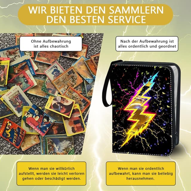 Detalle 2 de ShifenHong Sammelalbum groß für Sammelkarten mit Reißverschluss und 3-Ring-Mechanik