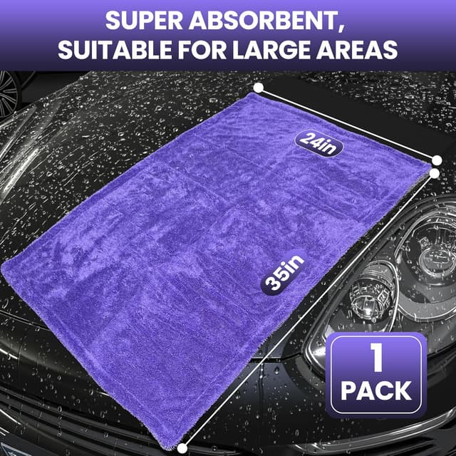Detalle de 2er-Set Mikrofaser-Handtücher fürs Auto (1200 GSM) 90x60 cm & 40x40 cm – Grauviolett