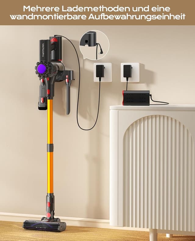 Detalle de VACTechPro Akku-Staubsauger kabellos mit 35KPa, abnehmbarem Akku und 6-in-1-Zubehör