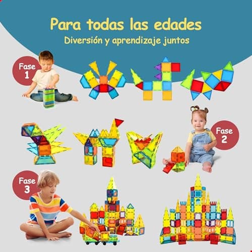 Thumbnail 7 de Olvy juego de 120 bloques de construcción magnéticos Montessori (120 azulejos magnéticos) desde 3 años