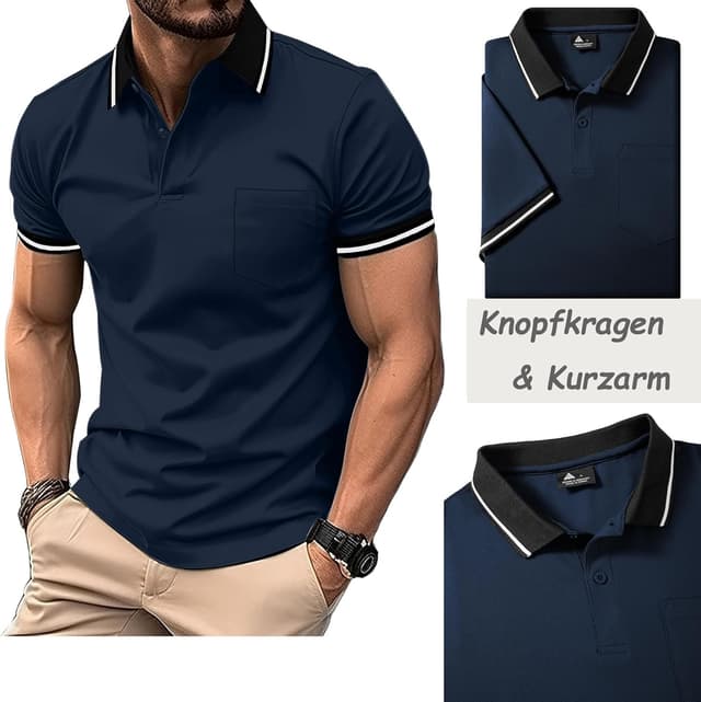 Detalle 2 de SwissWell lot de 5 polos homme pour le golf, manches courtes respirants en polyester