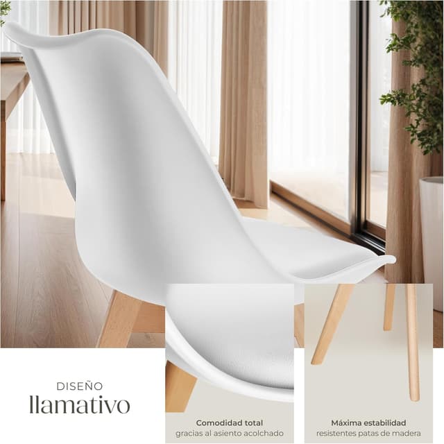 Thumbnail 5 de tectake Sillas de Comedor diseño nórdico 6 unidades