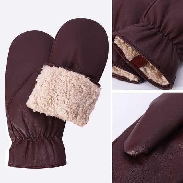 Thumbnail 2 de MGGMOKAY Moufle d'hiver cuir cachemire