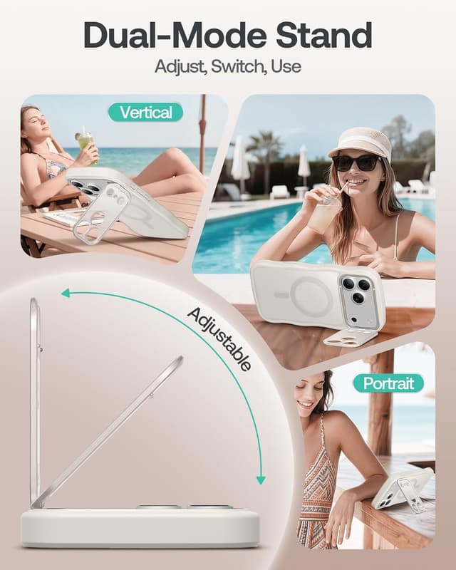 Detalle de GolbinBox iPhone 17 Pro Max Case with Stash Stand, MagSafe Compatible, Full Camera Protection (6.9")