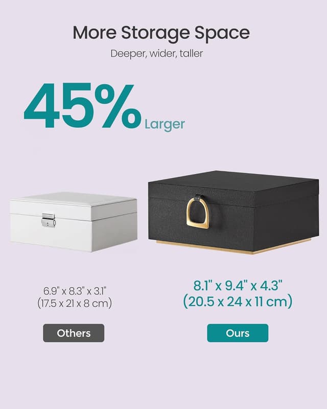 Detalle 2 de SONGMICS JBC165B01 20.5 x 24 x 11 cm jewellery box