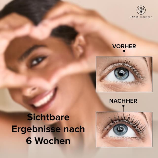 Detalle de BIO Wimpernserum „Wimpernserum Wachstum“ – hormonfreier Multi-Peptid-Komplex mit Koffein & Hyaluronsäure (7,5 ml)