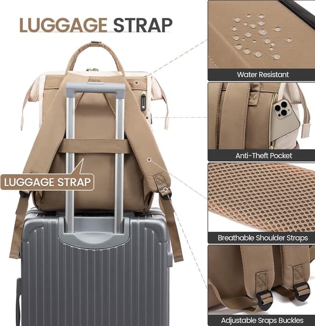 Detalle de LOVEVOOK Sac à dos étanche pour femme, fille, adolescente — compartiment PC jusqu’à 17,3