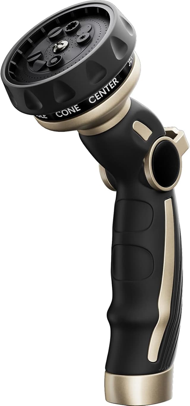 Detalle de RESTMO Heavy Duty Metal Hose Nozzle Sprayer with Thumb Control and 9 Spray Patterns